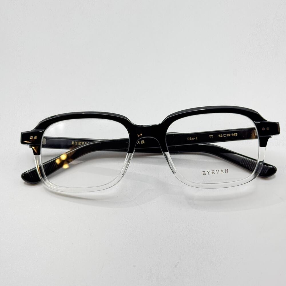 Eyevan Eyeglasses Frames DIM-E TT Black Transparent Crystal Two Tone 52-19-145